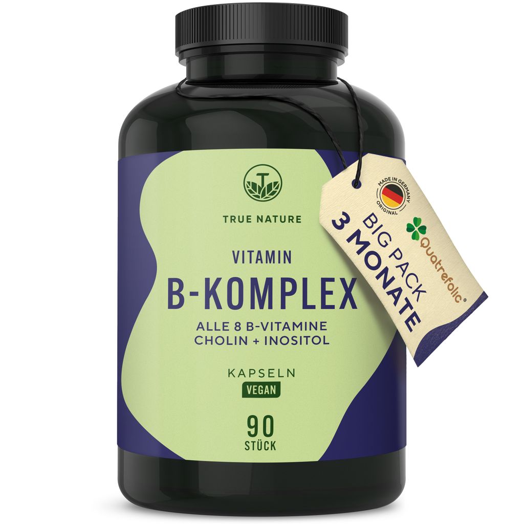 Vitamin B-Komplex – 90 Kapseln (3 Monate) – Mit Cholin & Inositol - TRUE NATURE