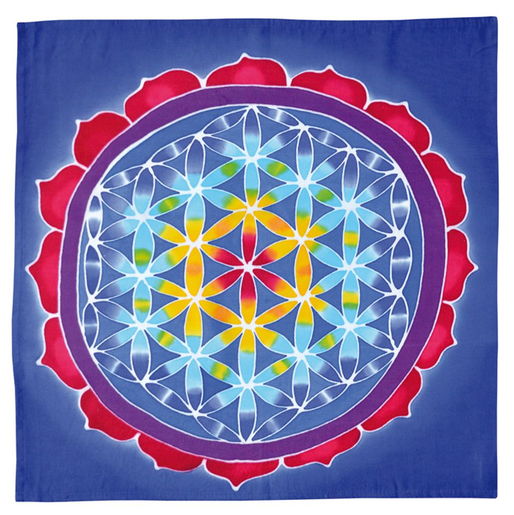 Wandbehang "Blume des Lebens" Rayon blau 50x50cm