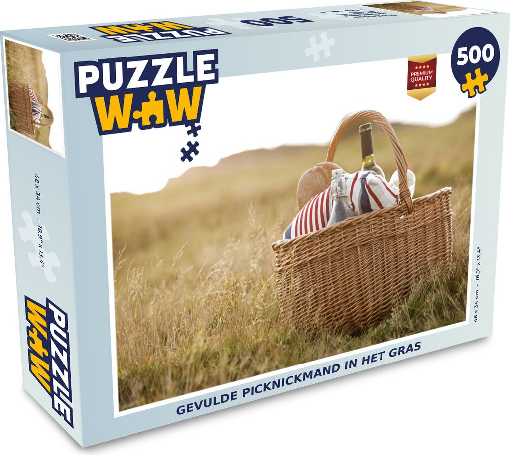 MuchoWow Puzzle 500 Teile Gefüllter Picknickkorb im Gras - 500 Teile - Kinder - Selberbauen - Puzzlespiele