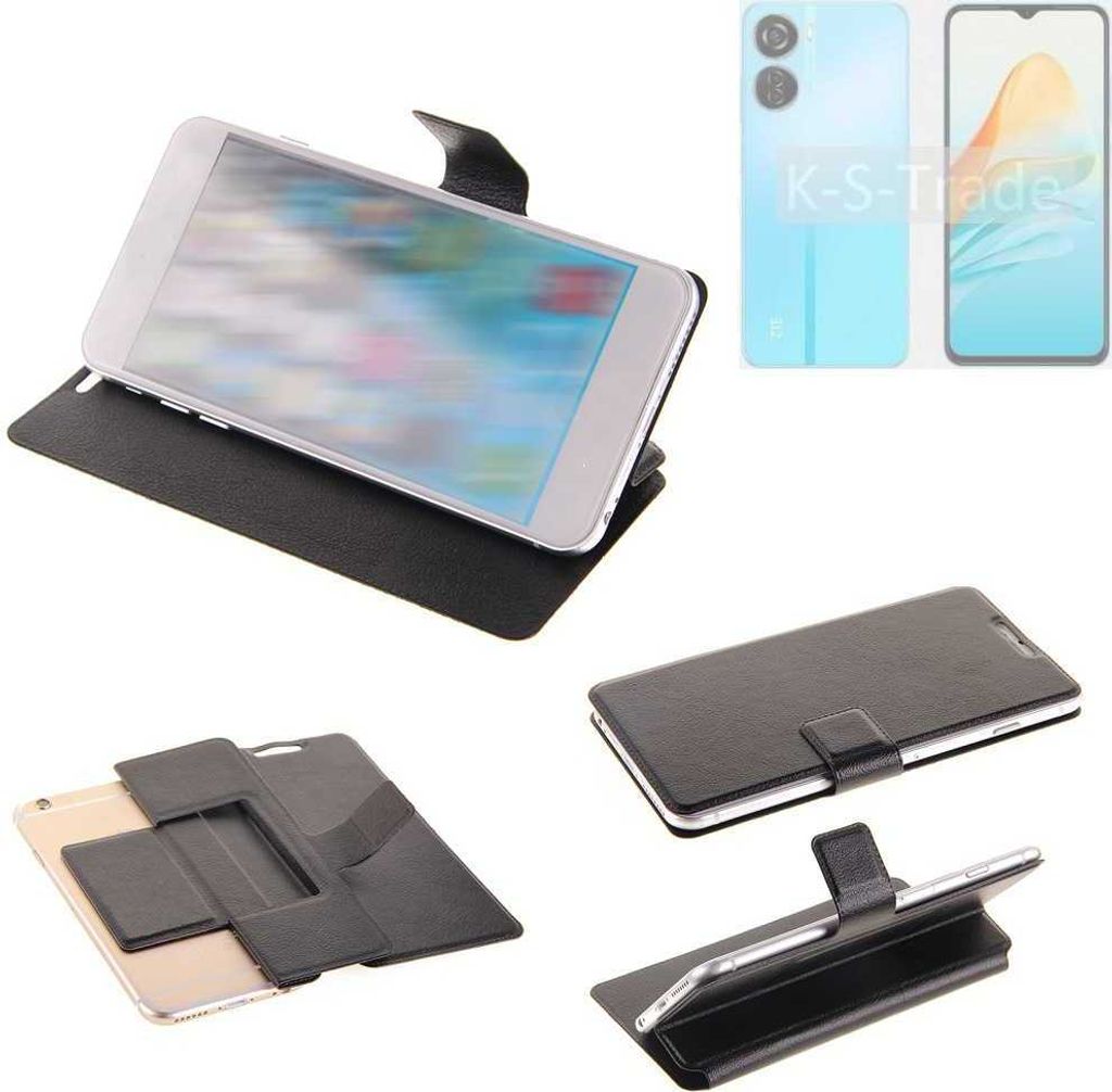 K-S-Trade Schutzhülle kompatibel mit ZTE Axon 40 Lite Schutzhülle Flip Cover Klapphülle Wallet Case Slim Handyhülle bookstyle schwarz