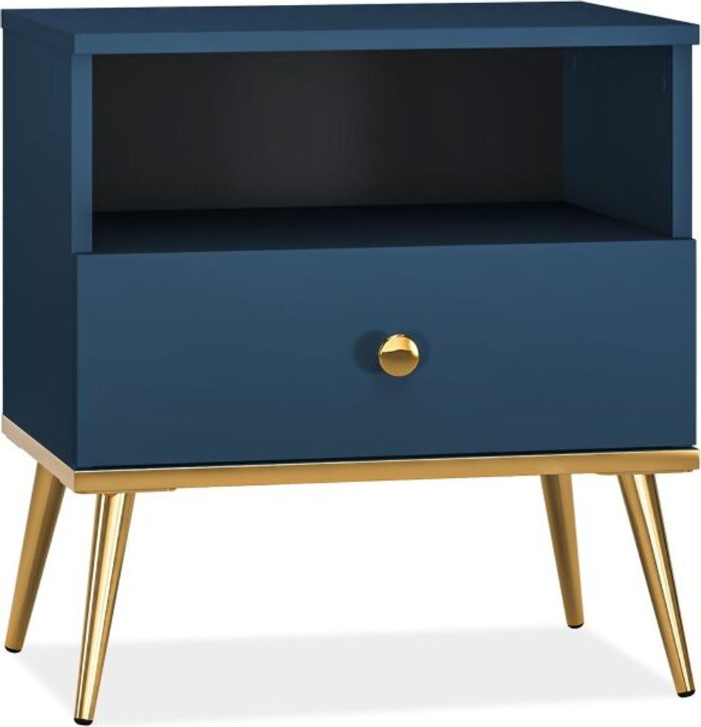 KONSIMO Nachttisch "ARICIA", Marineblau, Holz, ELEGANT, 50x54x34cm