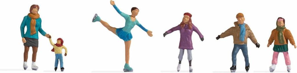 NOCH Schlittschuhlaufen Figuren-Set, detaillierte Kunststofffiguren, maßstabsgetreue Modelle 1:160 Spur N für Winterlandschaften