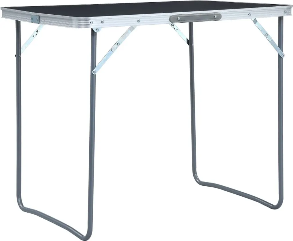 Table de pique-nique pliable grise 80x60 cm - Structure métal robuste