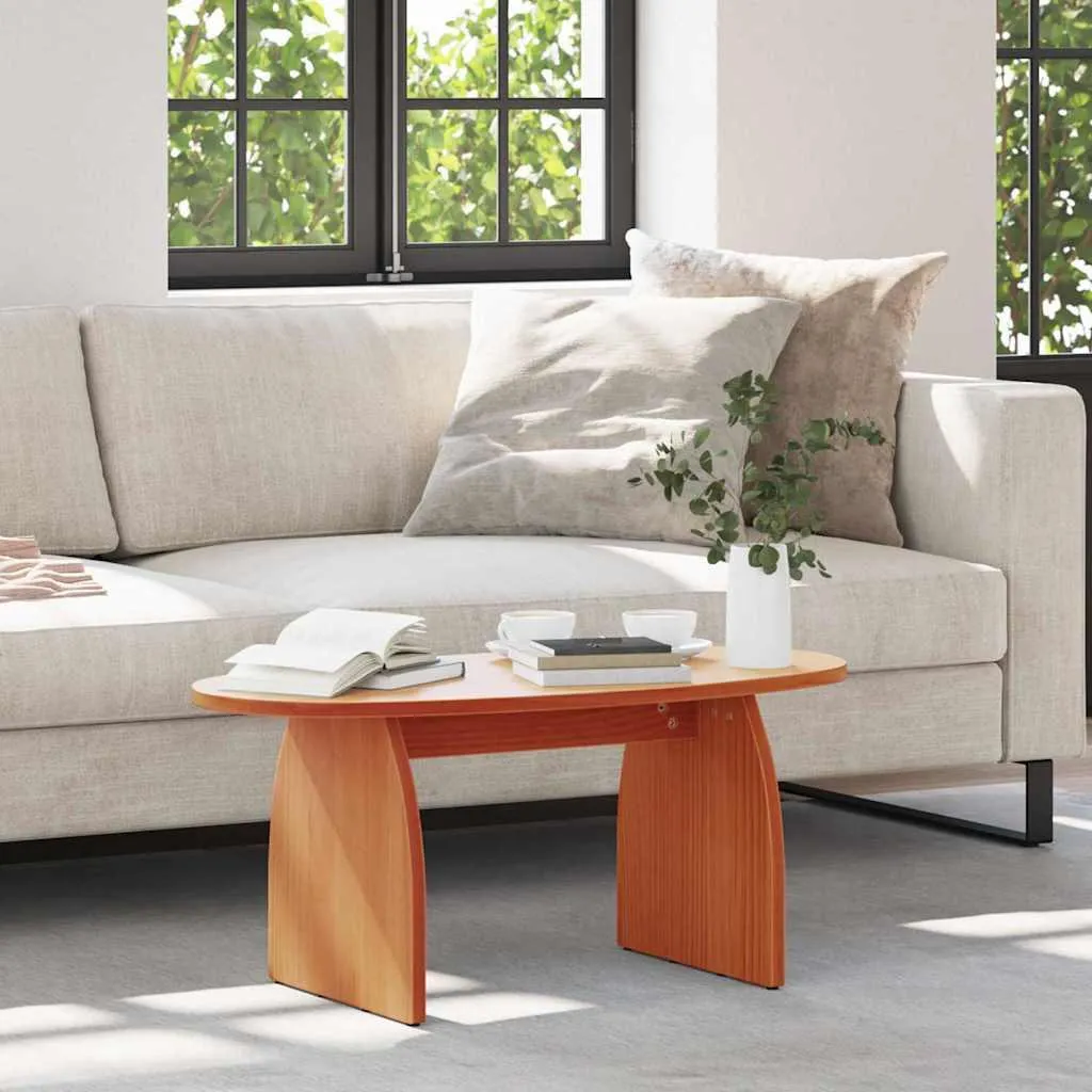 Tavolino Basso Marrone Cera Maison Exclusive 80cm Pino Massello Vero