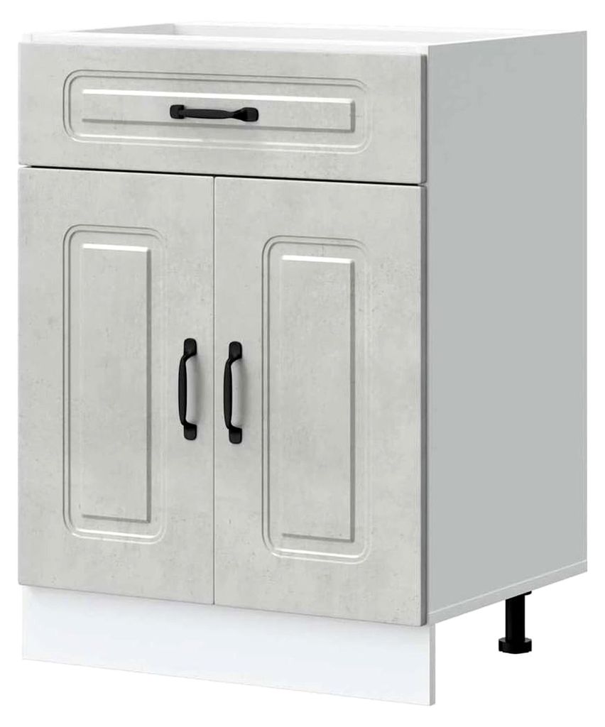 Tomostar Küchenunterschrank, Kalmar, Betongrau, Holz, 60 x 46 x 81,5 cm