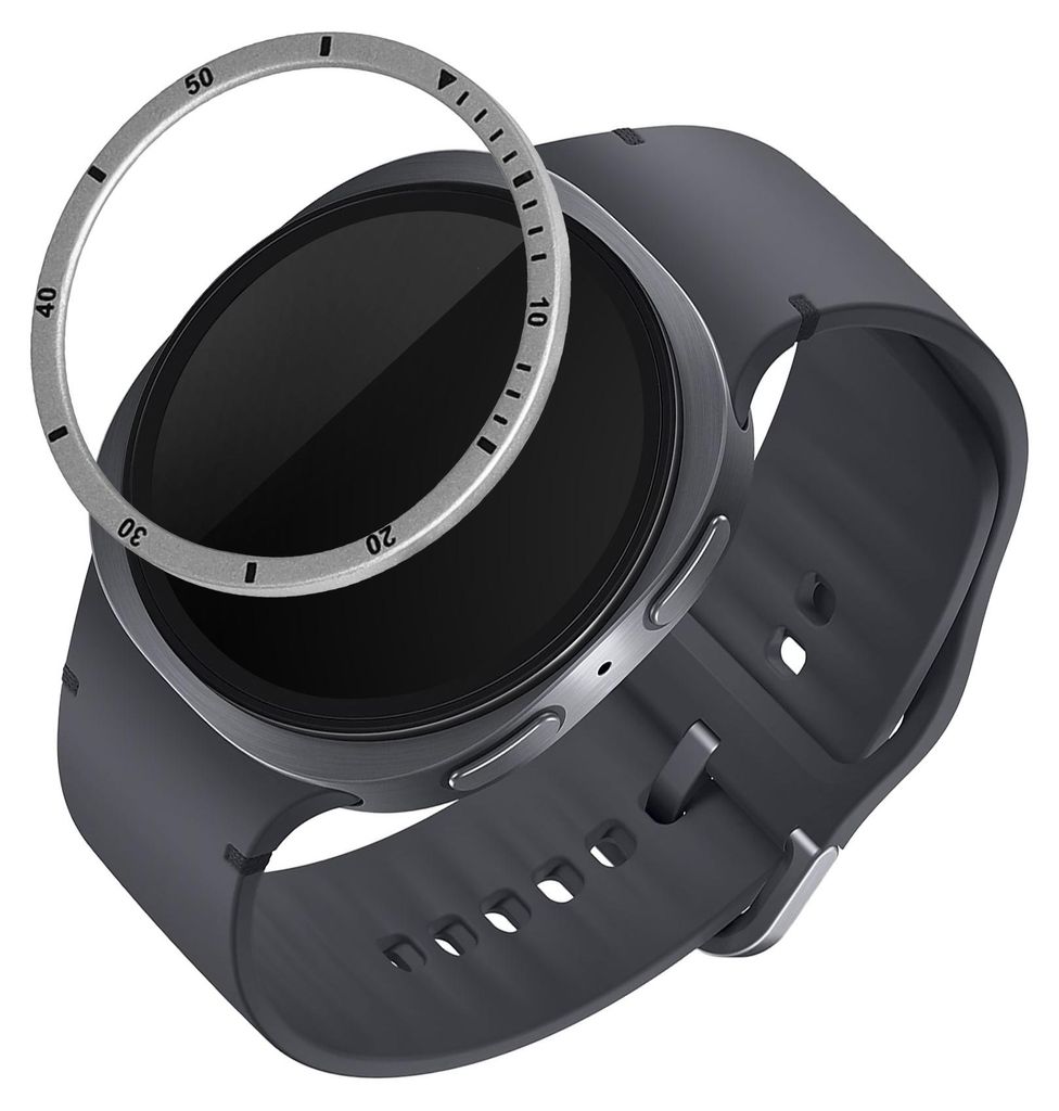 kwmobile Schutzring kompatibel mit Samsung Galaxy Watch 8 (44mm) Fitnesstracker - Bezel Ring Lünette in Silber Schwarz