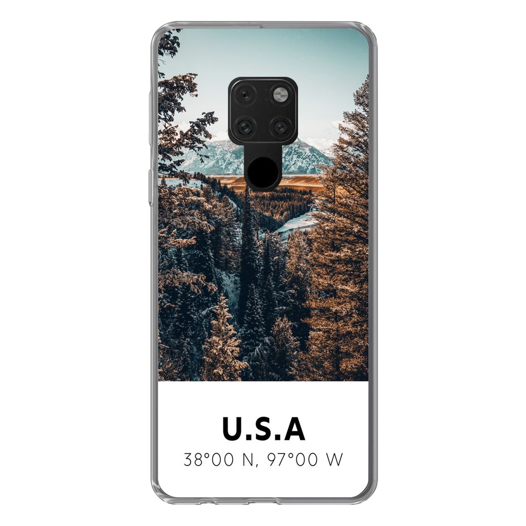 MuchoWow Handyhülle Schutzhülle Hülle für Huawei P40 Lite Amerika - Berge - Bäume Silikon Softcase Handy Hülle - Handy