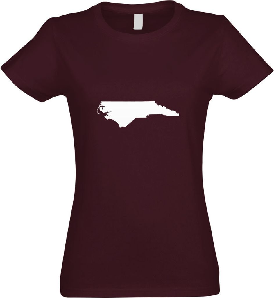 Kiwistar - T-Shirt tailliert - Damen - Burgund - USA - Bundesstaat - North Carolina - mit Motiv Bedruckt - Funshirt Design - Sport - Freizeit - Dam...