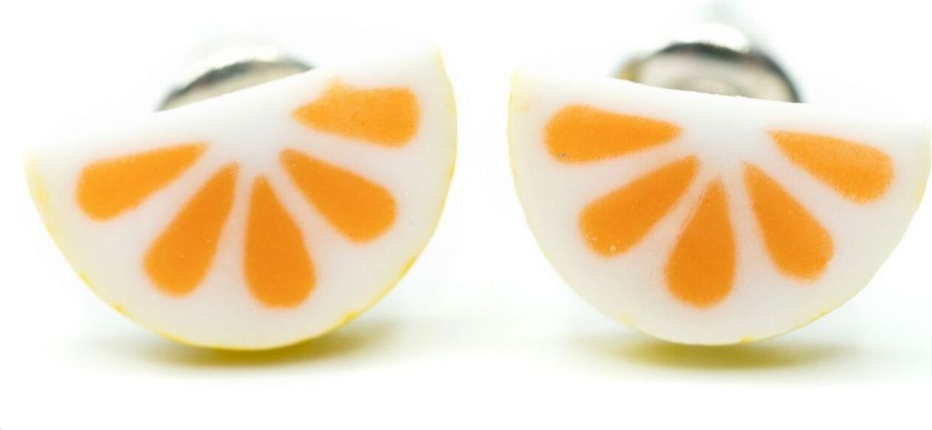 Orange Ohrstecker Miniblings Stecker Sommer Frucht Obst halb emailliert 6mm