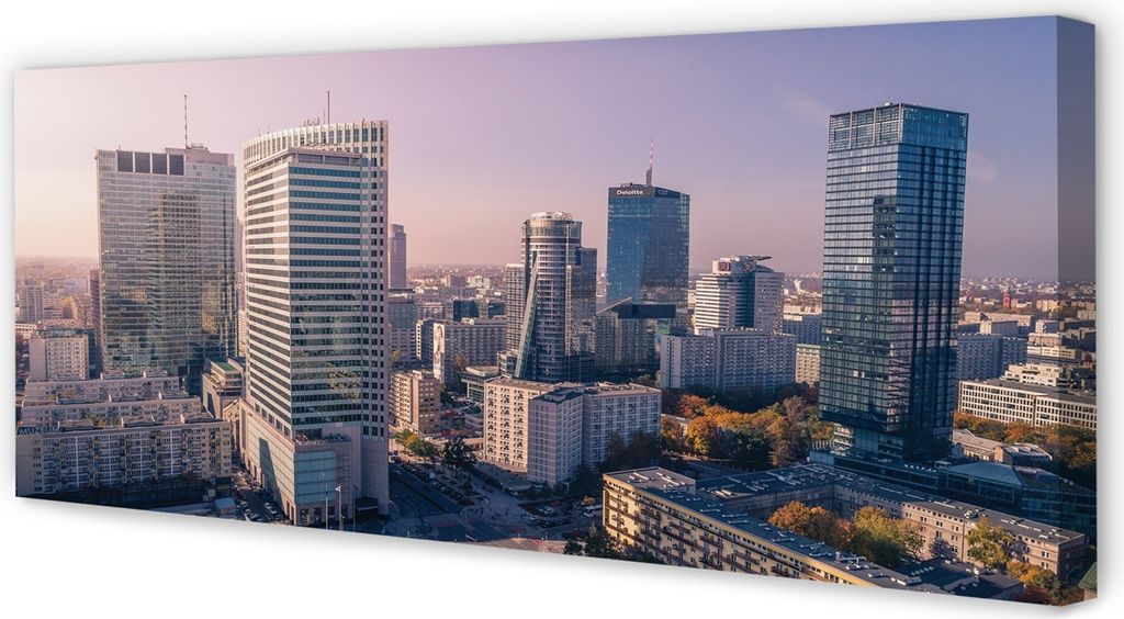 Leinwandbild 125x50 Wandkunst Warschau Wolkenkratzer Panorama