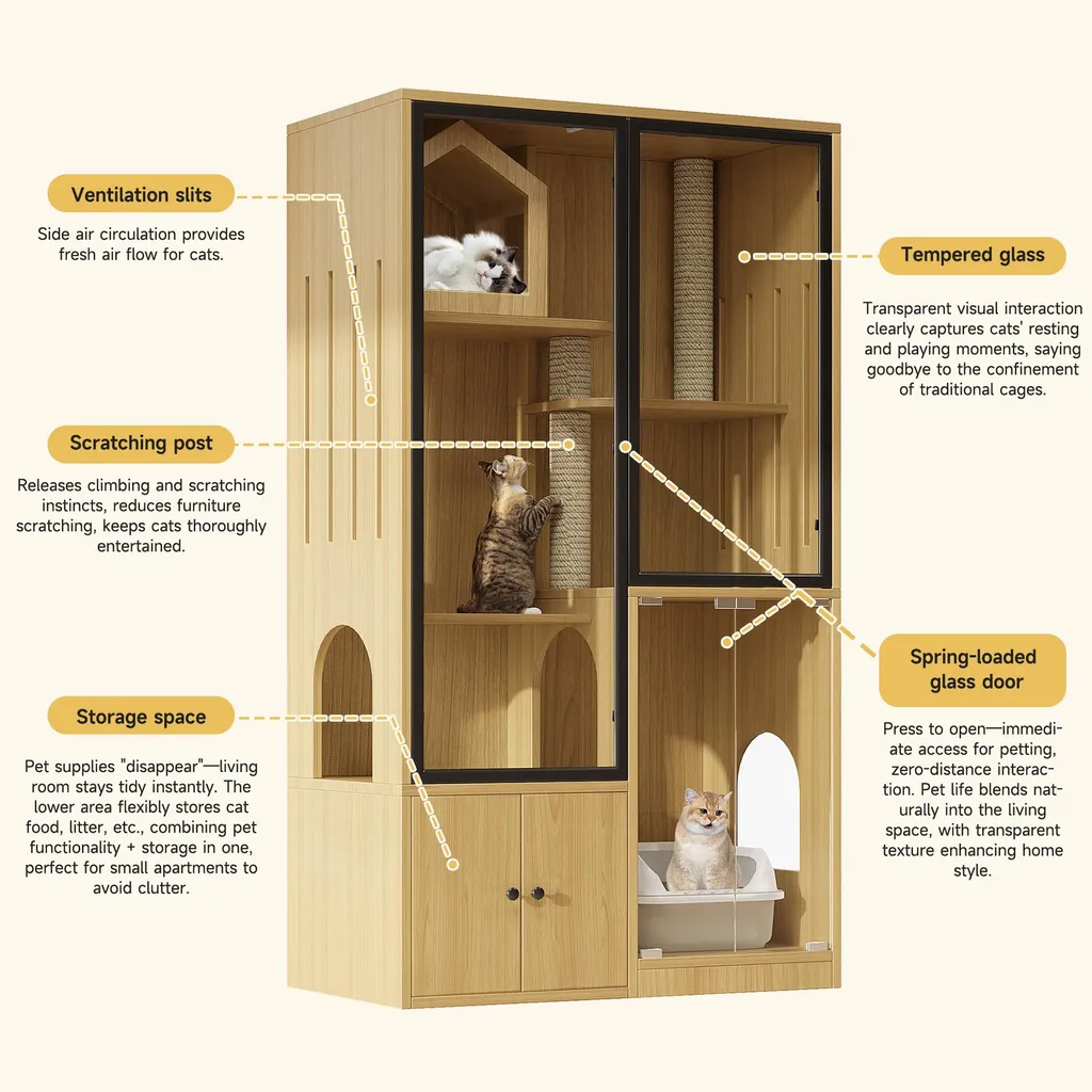 Cachez la litière de vos chats grâce à cette villa design érable jaune - 10