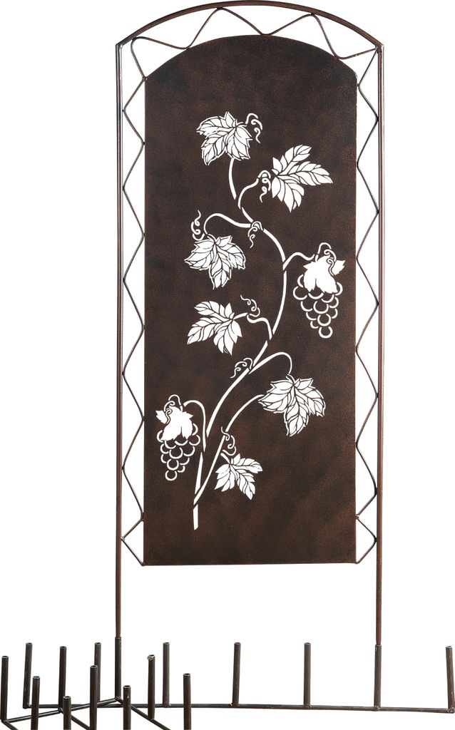 Moderner Gartenstecker Gartenskulptur Gartenschild Weinrebe aus Metall braun stehend 45x95 cm