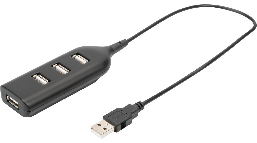 DIGITUS USB 2.0 Hub 4-Port Kabellänge: 300 mm schwarz Produktbild 