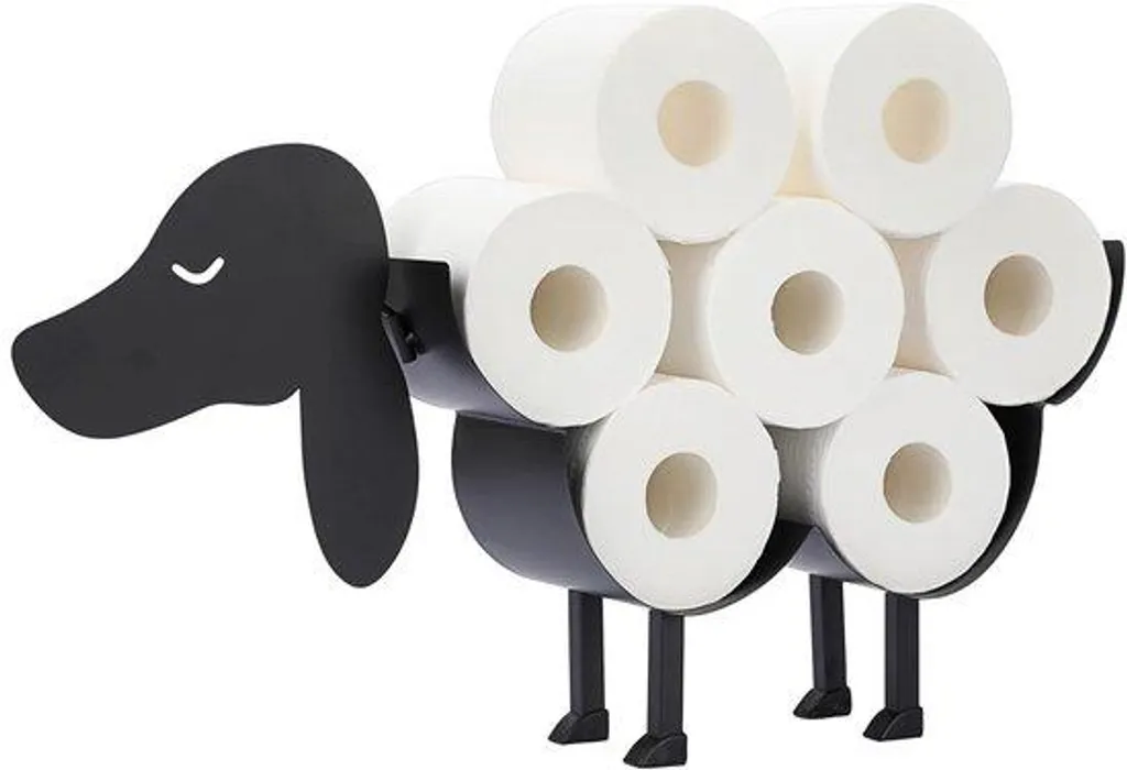 Porte-papier toilette chien noir métal, fini le désordre dans la salle de bain