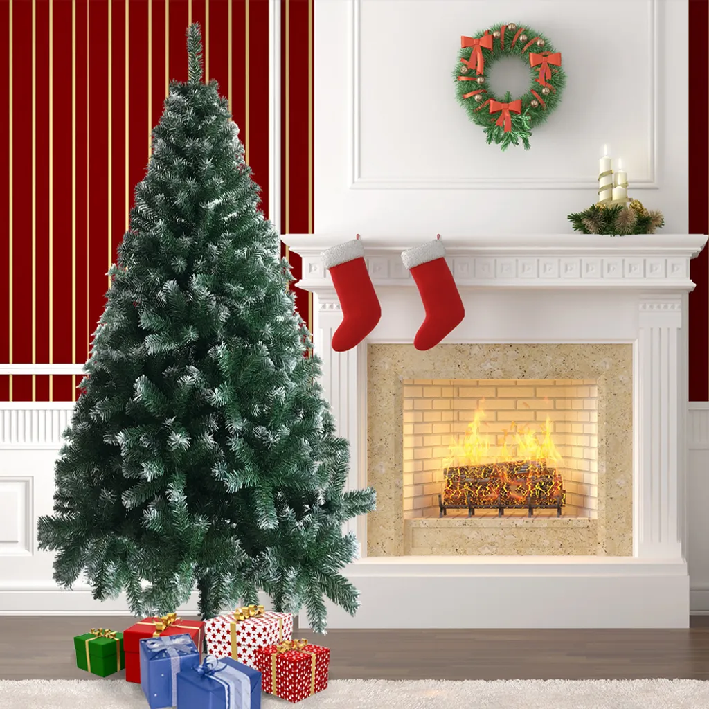 Sapin de Noël Artificiel 180 cm Enneigé - 650 Branches PVC Haute Densité