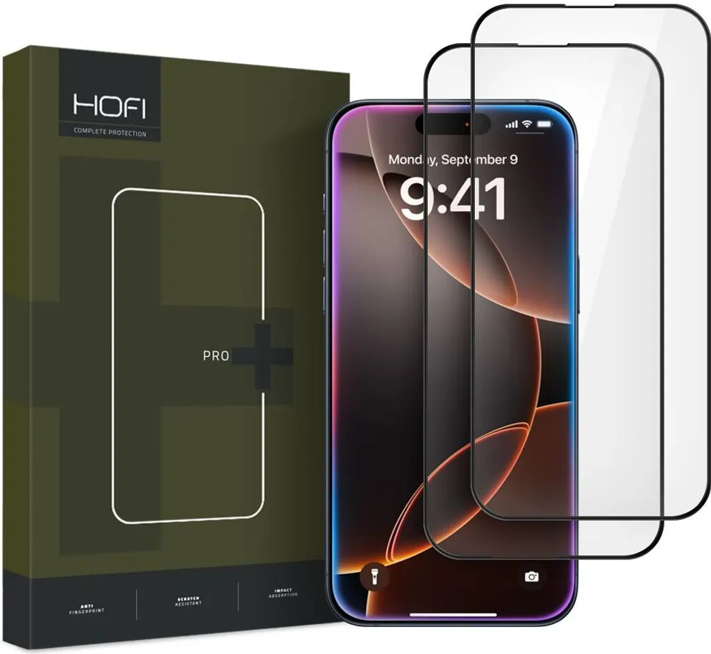 Hofi Glass Pro+ 2-Pack iPhone 16 Pro Max - Vetro 9H Nero Anti-Graffio