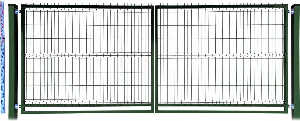 Doppelflügeltor 130 cm grün Einstabmatten 3D zwei PFOSTEN RAL6005 zweiflügelig 133 cm zweiflügelige Toranlage Einfahrtstor Doppelstabmatten