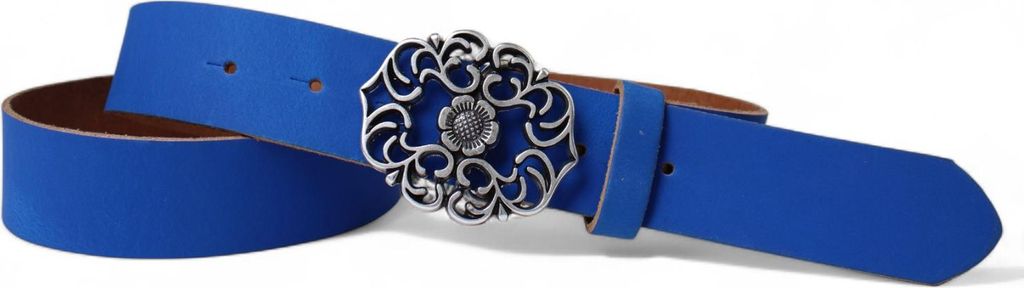 Damen Ledergürtel, florale Gürtelschnalle, Blumenschnalle, 4 cm, echt Leder