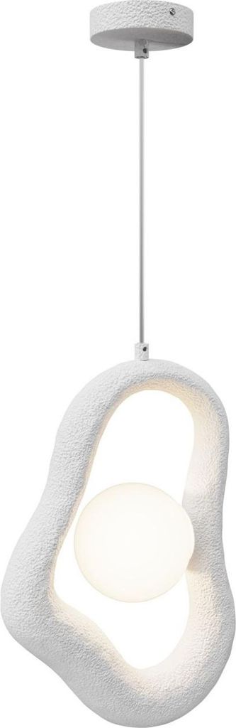 Hängeleuchte Beton Glas H: max. 340,5 cm Weiß G9 Kugel Schirm Modern