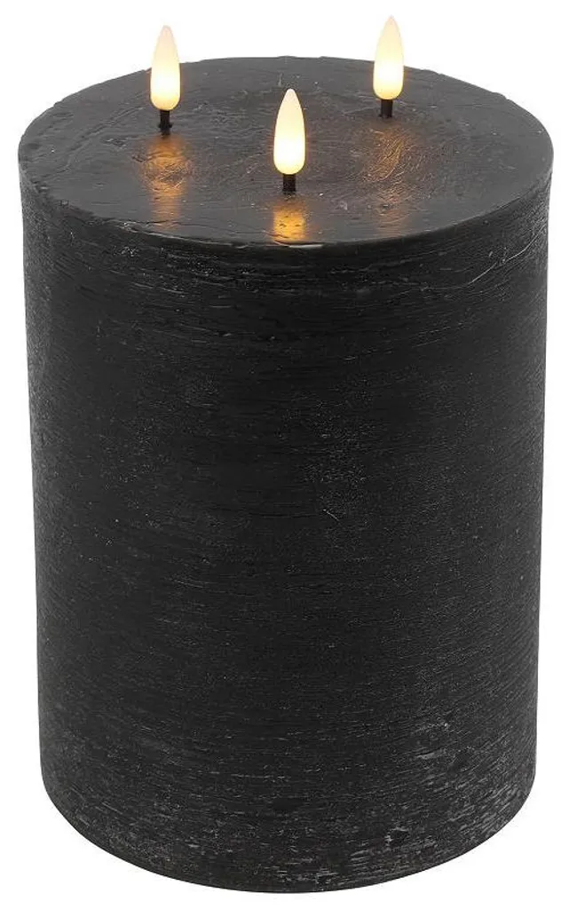 Grande Bougie LED Noire Décorative 22,5cm Lumière Blanche Chaude Design