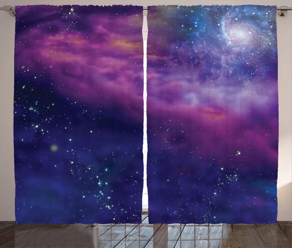 Rideau Décoration Chambre Space Nebula pour Ambiance Cosmique Bleu Violet