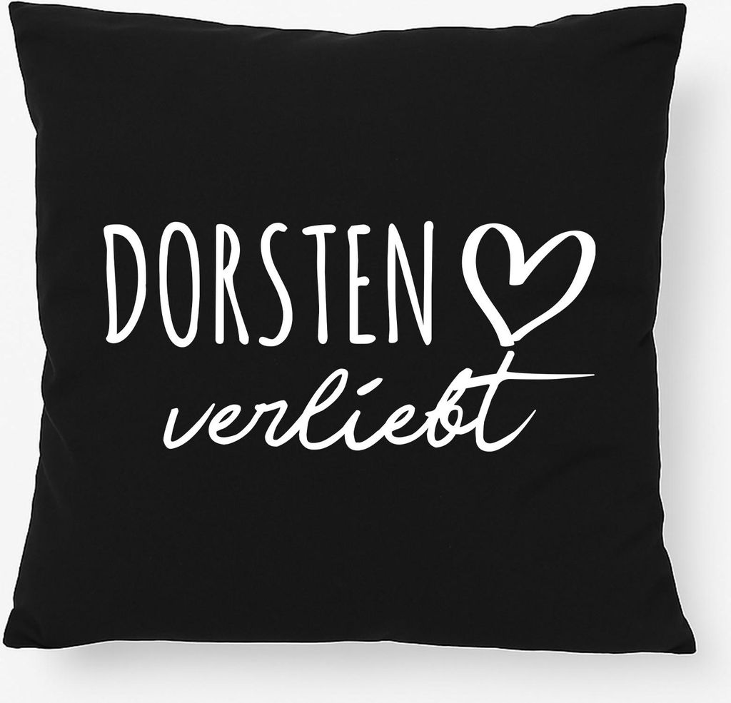 Huuraa Kissen Dorsten verliebt 40x40cm mit Füllung Black Baumwolle Dekokissen Geschenkidee