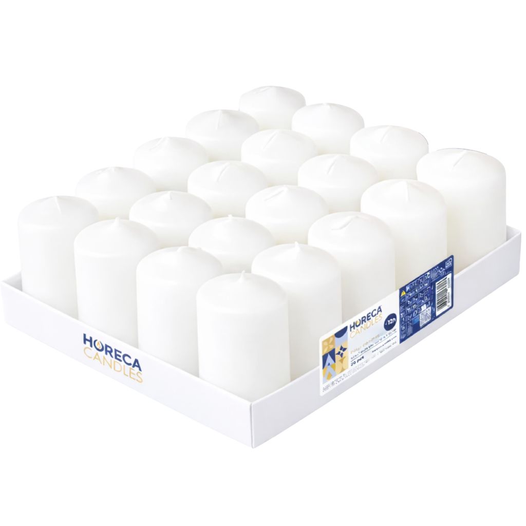 CANDELE HORECA Candele a colonna 20 pezzi - 12 h, bianche, Immagine del prodotto 