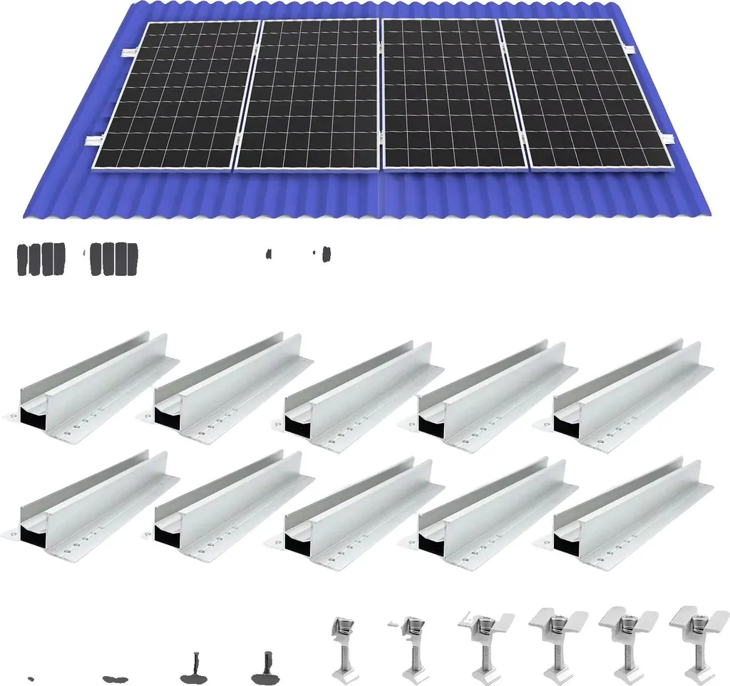 Staffe di montaggio solare, morsetti regolabili, struttura in alluminio, per 4 moduli FV - 1