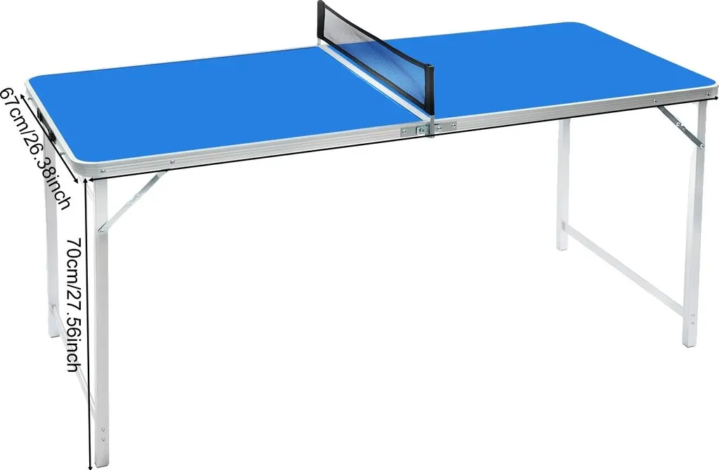 Table de ping-pong pliable design bleu marine avec poignée de transport