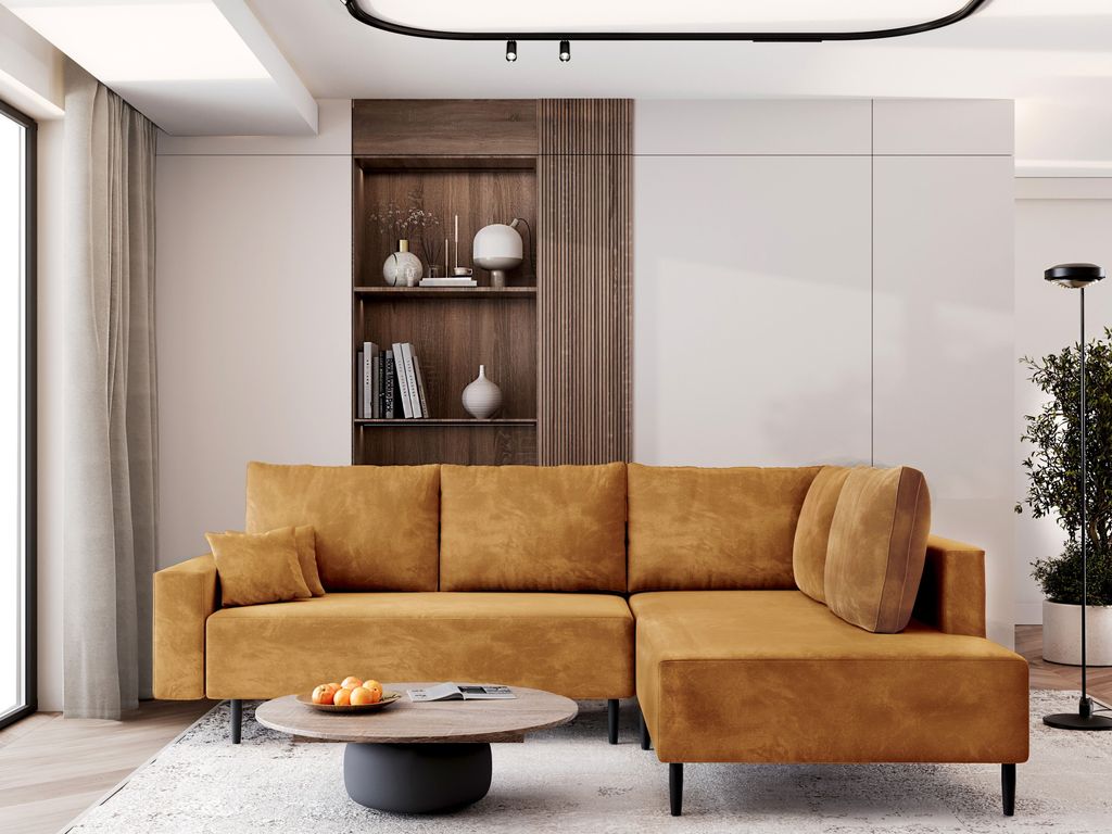 Sofagarnitur mit Stauraum ZAHIRA – Gold, rechte Ecke