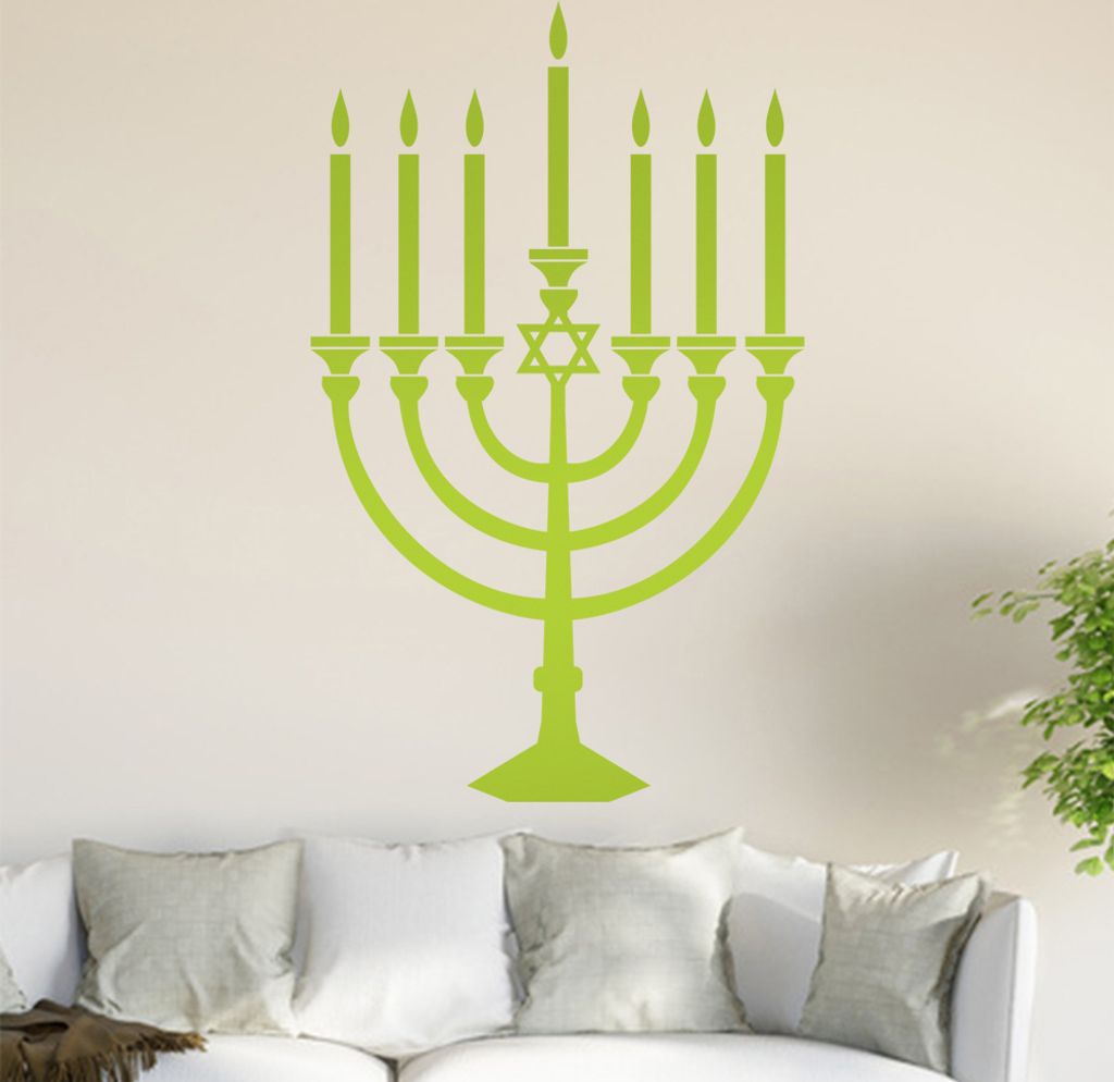Menora Wandtattoo in 6 Größen - Wandaufkleber Wall Sticker - Dekoration, Küche, Wohnzimmer, Schlafzimmer, Badezimmer