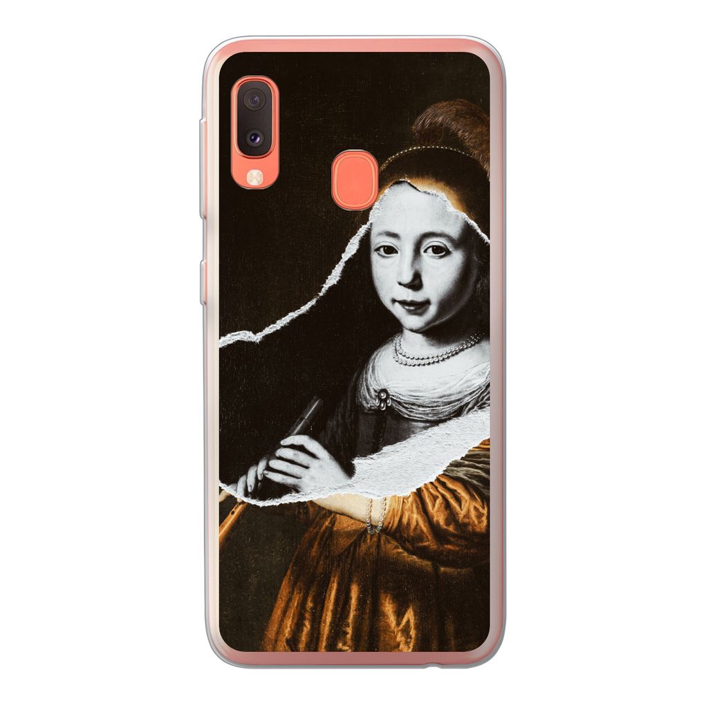 MuchoWow Handyhülle Schutzhülle Hülle für Samsung Galaxy A20e Elizabeth-Spiegel - Dirck Dircksz Santvoort - Schwarz - Weiß Silikon Softcase ...