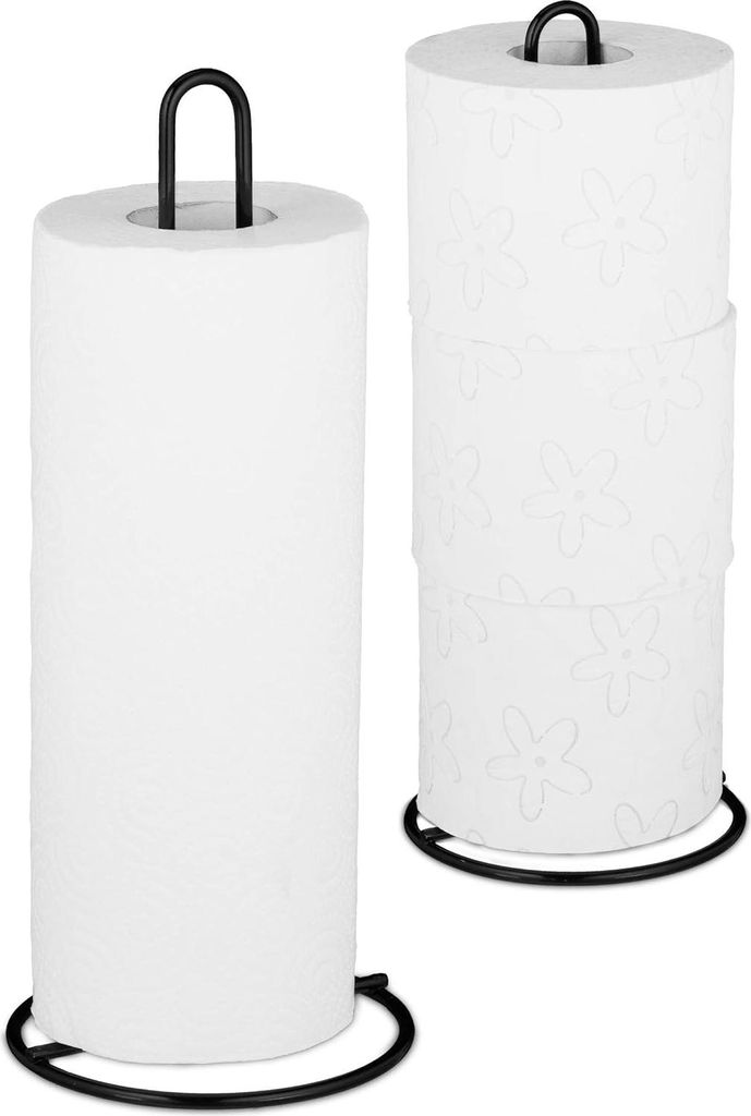 Küchenrollenhalter - Set von 2 - Stehend - Metall - 32 x 13 cm - Schwarz