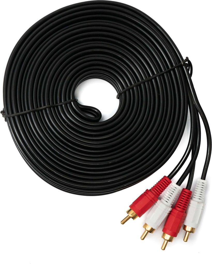 SYSTEM-S Cinch 2 RCA Kabel 10 m Stecker zu Stecker Stereo AV Adapter in Schwarz