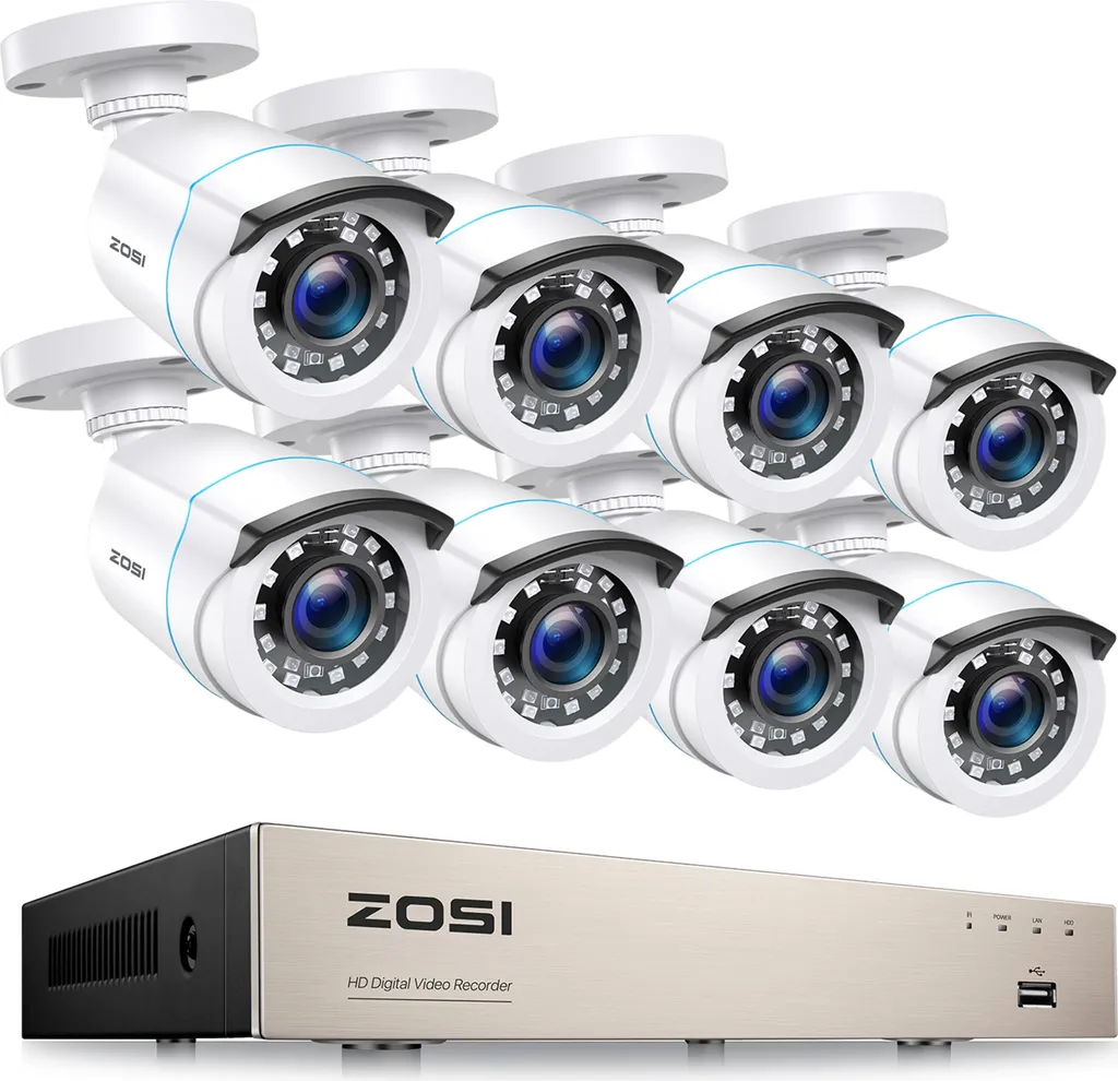 Système de vidéosurveillance pour maison 8 caméras Full HD 1080P blanc