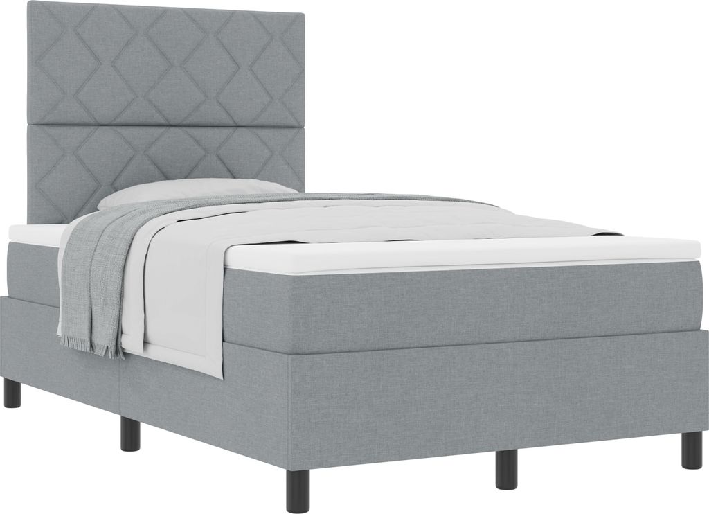 Best Möbel Bettrahmen, Boxspringbett mit Matratze Hellgrau 120x200 cm Stoff - Klassische Betten CL96007
