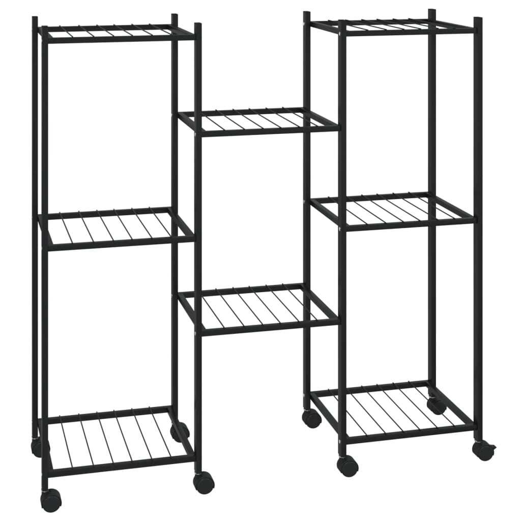 vidaXL Blumenständer mit Rollen 83x25x83,5 cm Schwarz Eisen