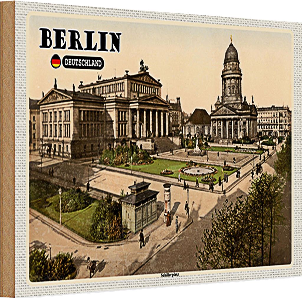 Holzschild Städte Berlin Schillerplatz Architektur 30x20cm