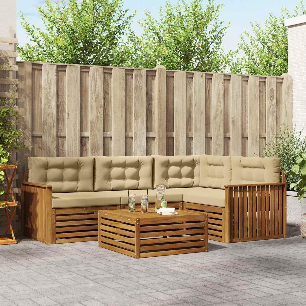 (Robust Möbel)Outdoor-Sofagarnitur - CLORIS - Balkonmöbe/Sitzgruppe - mit Kissen 5 pcs - Moderne Design - Natur und Beige - Gartensofas NeuM...