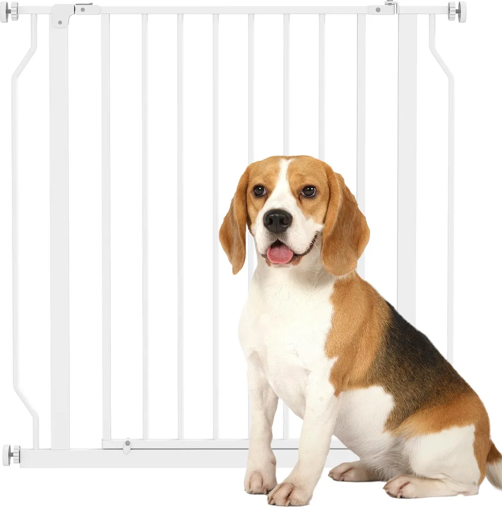 Barrière pour chien pour escalier et porte réglable 75-85 cm blanc