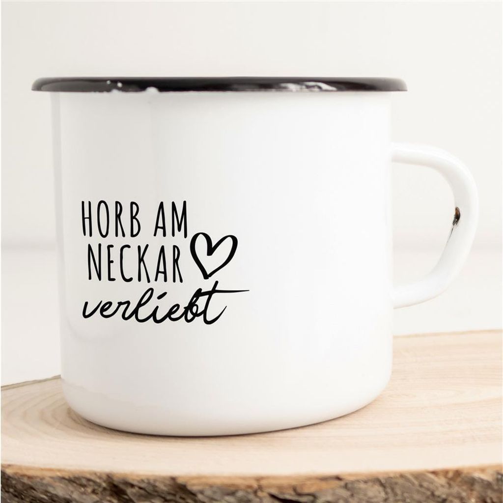 Huuraa Emaille Tasse Horb am Neckar Geschenk Kaffeebecher Vintage 300ml Horb am Neckar Präsent
