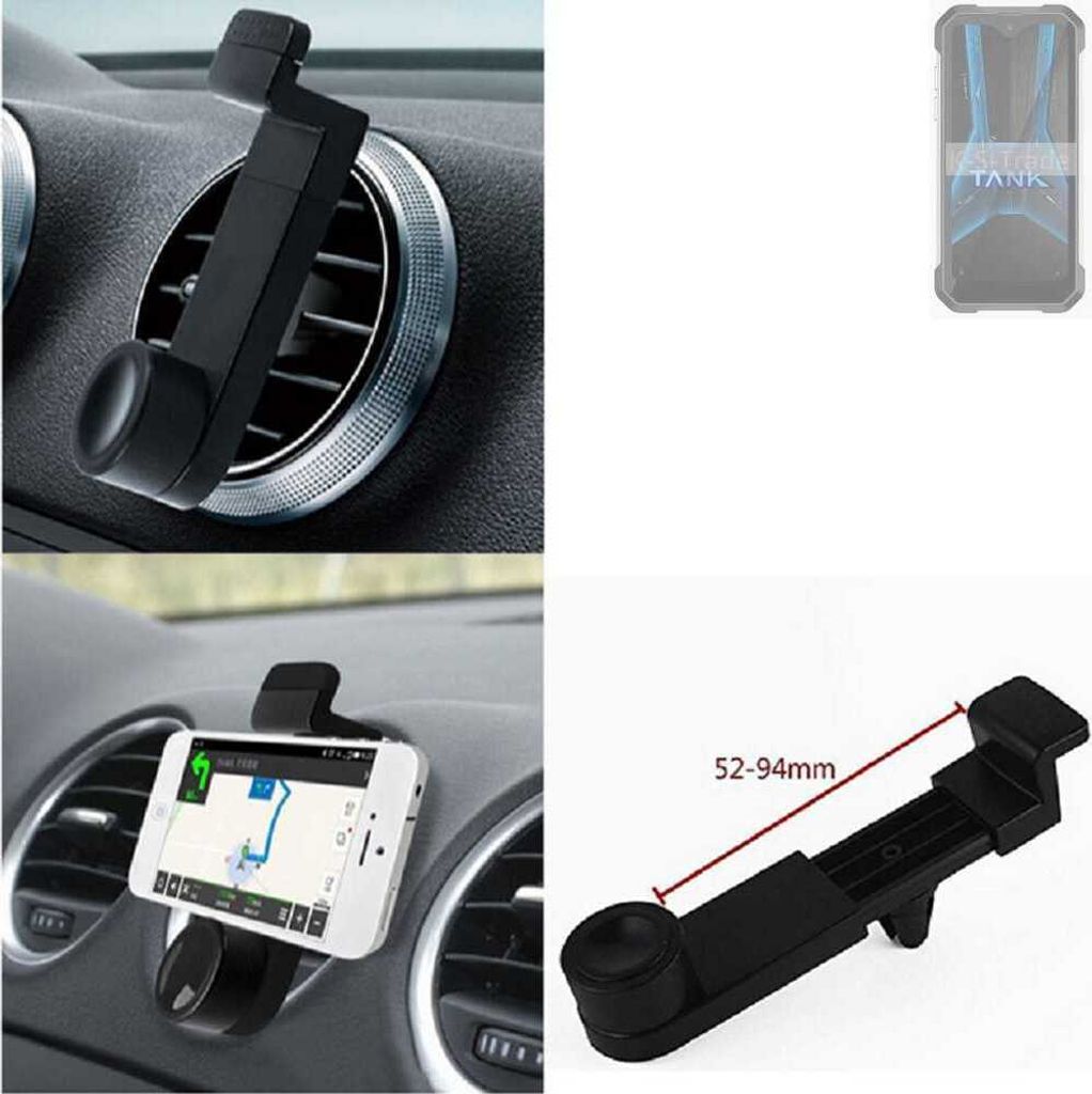 K-S-Trade Lüftungshalterung kompatibel mit Unihertz 8849 Tank Mini 1 KFZ-Halterung Autohalterung Handy-halterung Lüftungsgitter Lüftungsschlitze