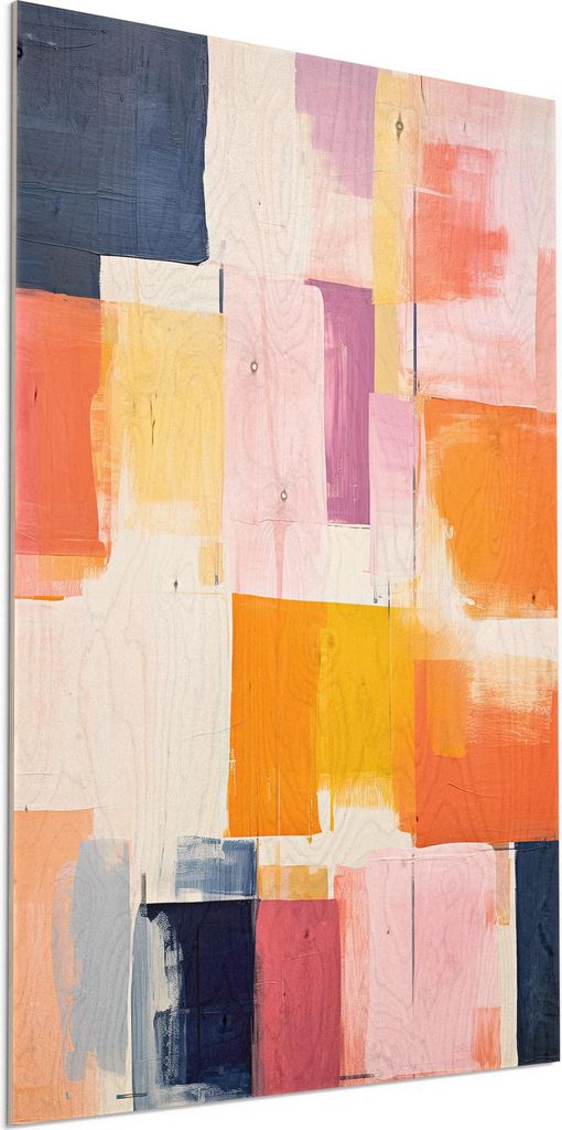 DEQORI Holzbild 60x90 cm 'Farbfeldpoesie' Bild auf Holz Wandbild Kunstdruck nachhaltig