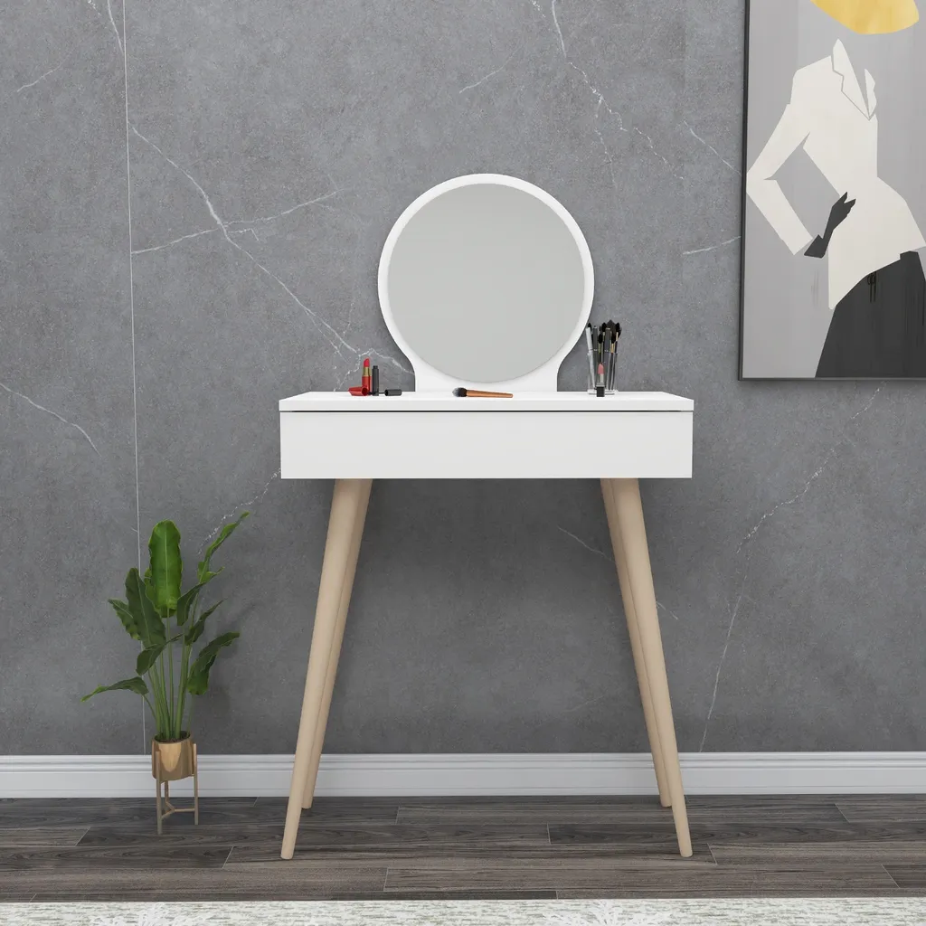 Coiffeuse Compacte Siena Blanche pour Petit Espace et Studio Photo - 3