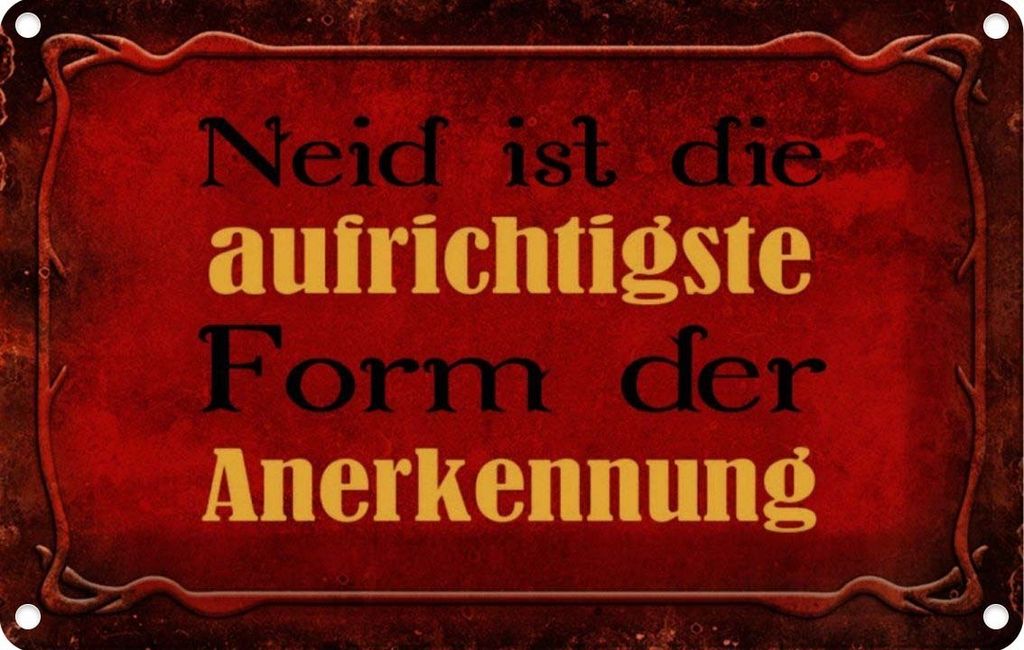 vianmo Blechschild 20x30 cm Neid ist Form der Anerkennung Dekoration Spruch Zitat