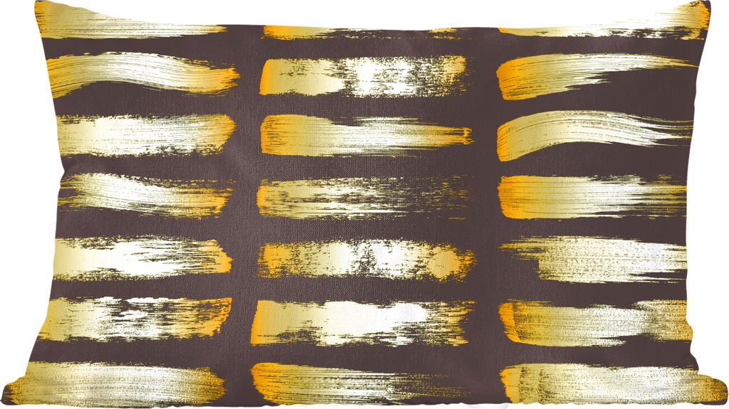 MuchoWow Zierkissen Sofakissen Wohnzimmer Dekokissen 50x30 cm Goldene Streifen auf schwarzem Hintergrund - Wohnzimmerdekoration - Polster mit Photo