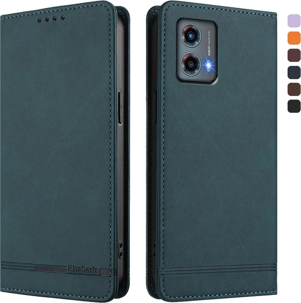 Hülle für Motorola Moto G 5G 2023, Retro Kunstleder Ständer Klapphülle mit Kartenfächer und Magnetische Grün