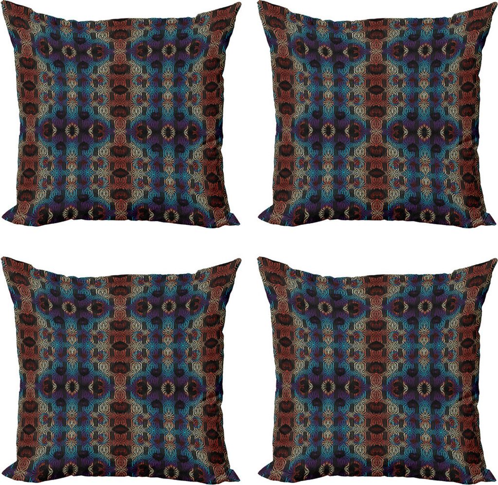 ABAKUHAUS Abstrakt Kissenbezug Set (4 Stück), Ethnische Farbübergänge, Moderner Doppelseitiger Digitaldruck, 40 cm x 40 cm, Mehrfarbig