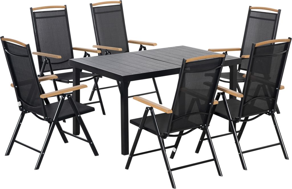 Outsunny Sitzgruppe klappbar 7tlg. Balkonset 1 Tisch+6 Produktbild 