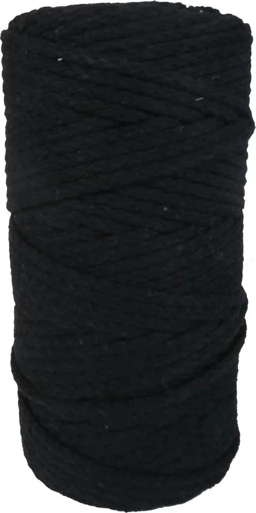 Cordon macramé DekoArt noir 4 mm 100 m coton pour artisanat et jouets